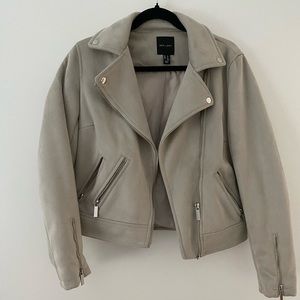 New Look Faux Suede Light Grey Jacket Size 6